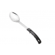 Slotted stainless steel spoon with black handle
